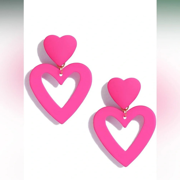 # 32 Double Heart Earrings Dangling Heart Drop Earrings For Women - Picture 3 of 6